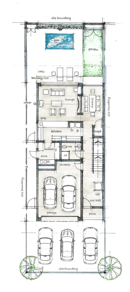 Multi Purpose Studio 101 - Residential Duplex Lower Floor Plan